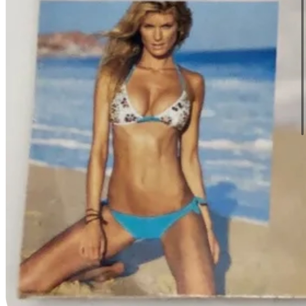 Victorias Secret Swim Embellished Blue White Bikini Set! XS top/Small bottom